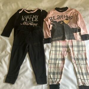 Lazy One Black and Pink Kids Pajama Set